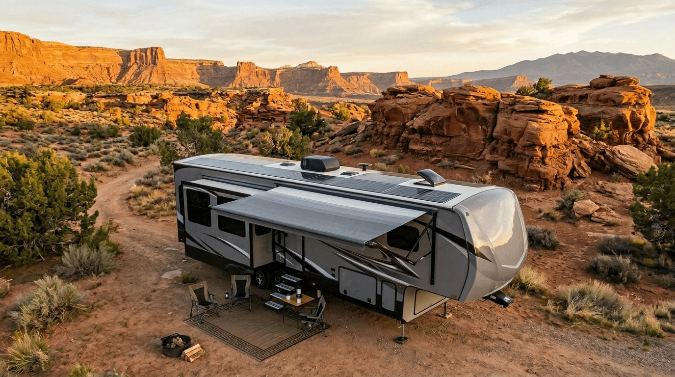 RV with solar panels installed